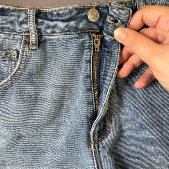 Pacsun shorts women 26 100% cotton embroidered floral high rise denim blue - Picture 5 of 11